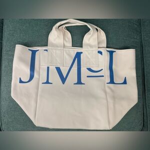 J. McLaughlin Cream and Blue Tote Bag